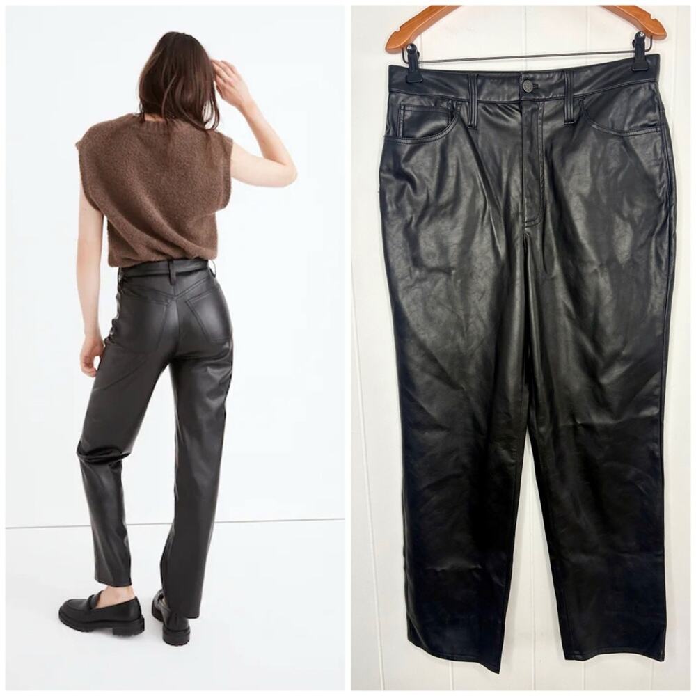 Madewell The Perfect Vintage Straight Jean: Faux Leather Edition Size 30 Evening